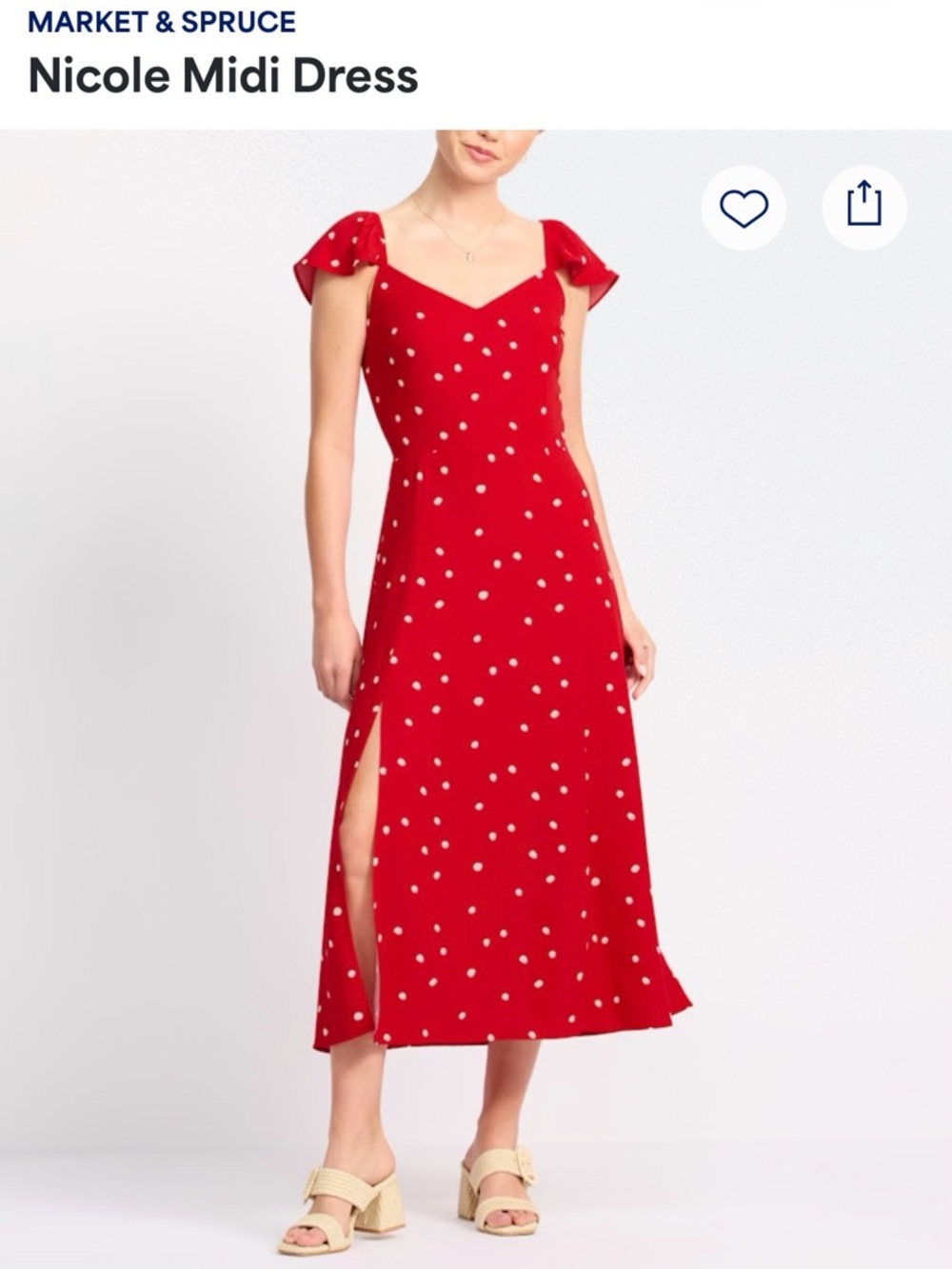 Market & Spruce Red Polka Dot Midi Dress